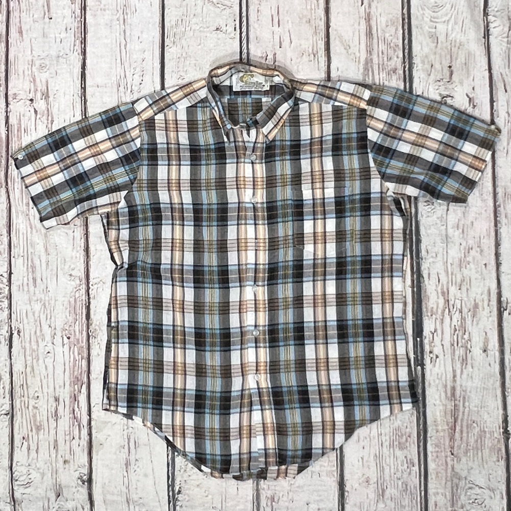 Mens Short Sleeve Button Down Cavalier Collared Summer Vacation Shirt Medium